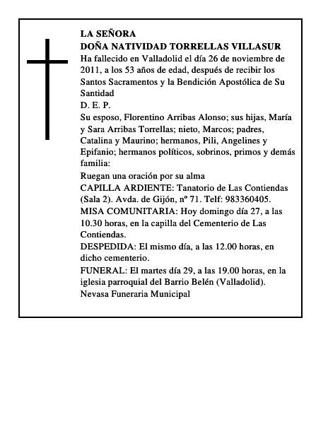 Doña Natividad Torrellas Villasur