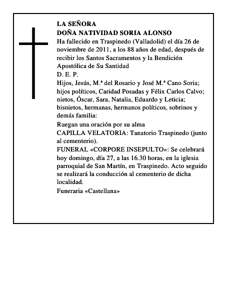 Doña Natividad Soria Alonso