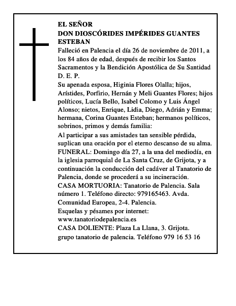 Don Dioscórides Impérides Guantes Esteban