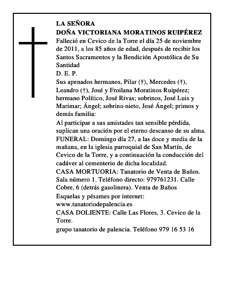 Doña Victoriana Moratinos Ruipérez