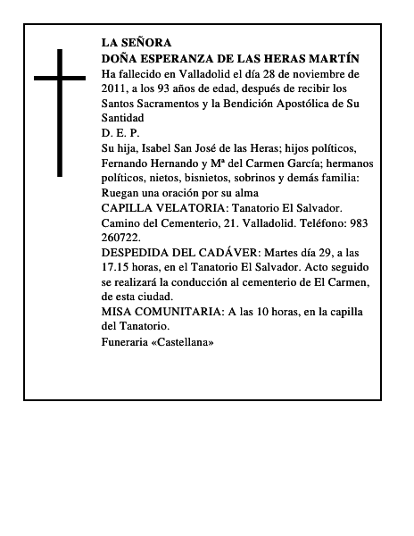 Doña Esperanza de las Heras Martín