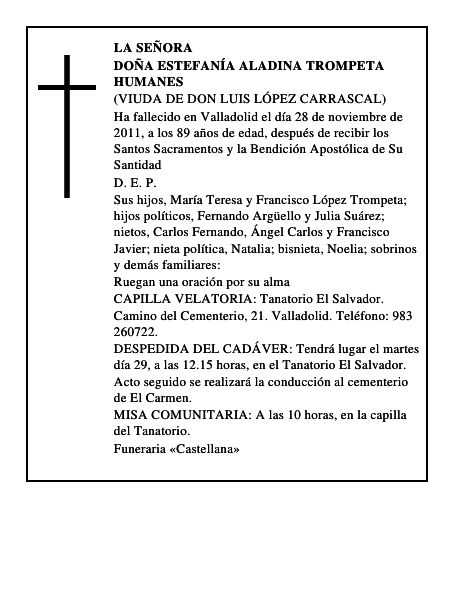 Doña Estefanía Aladina Trompeta Humanes