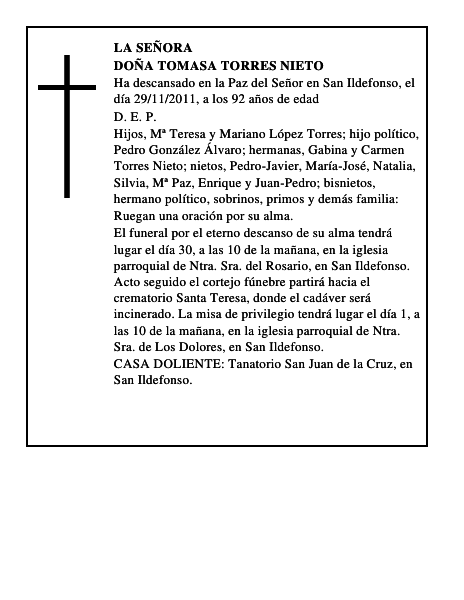 Doña Tomasa Torres Nieto
