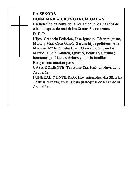 Doña María Cruz García Galán
