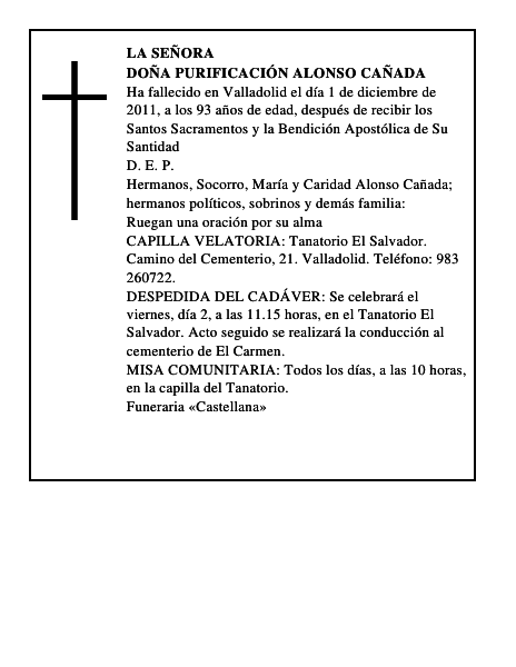 Doña Purificación Alonso Cañada
