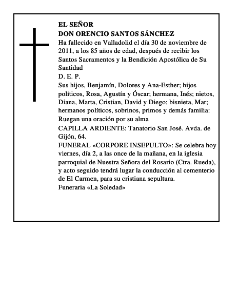 Don Orencio Santos Sánchez