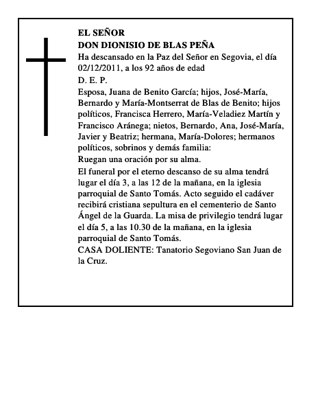 Don Dionisio de Blas Peña