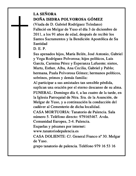 Doña Isidra Polvorosa Gómez