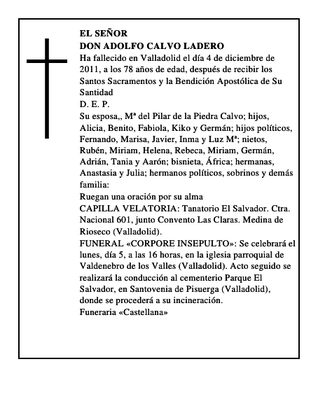 Don Adolfo Calvo Ladero