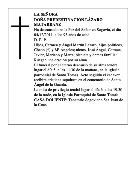 Doña Predestinación Lázaro Matarranz