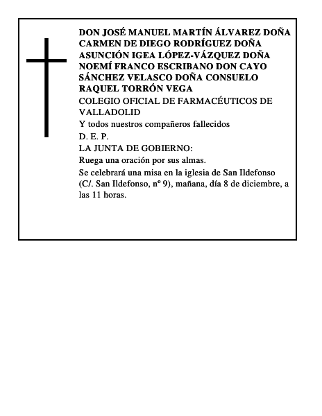 Don José Manuel Martín Álvarez Doña Carmen de Diego Rodríguez Doña Asunción Igea López-Vázquez