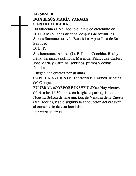 Don Jesús María Vargas Cantalapiedra