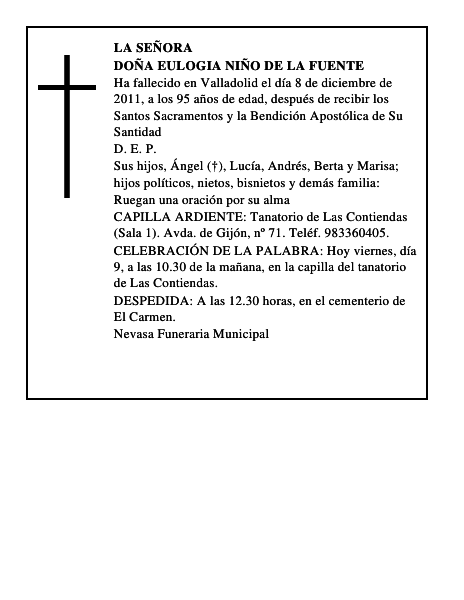 Doña Eulogia Niño de la Fuente