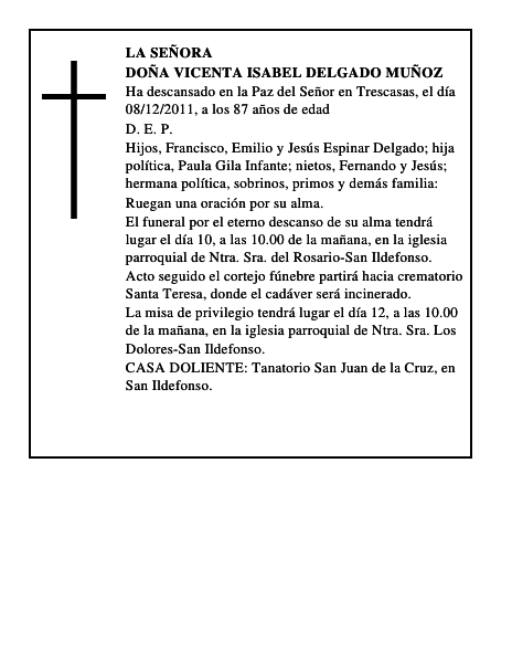 Doña Vicenta Isabel Delgado Muñoz
