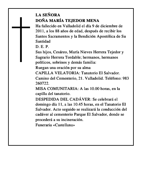 Doña María Tejedor Mena