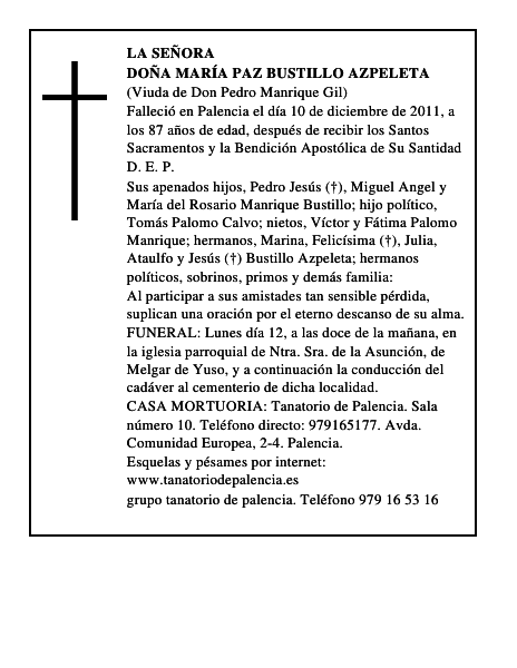 Doña María Paz Bustillo Azpeleta