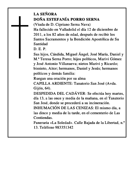 Doña Estefanía Porro Serna