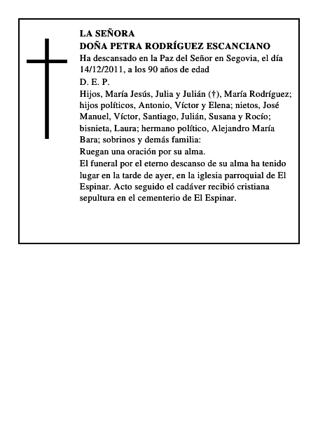 Doña Petra Rodríguez Escanciano