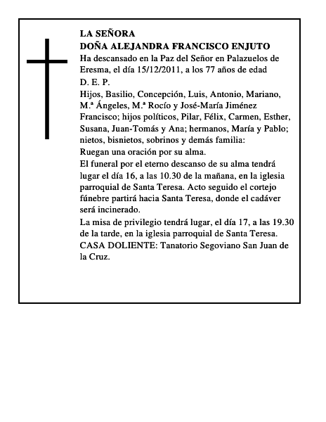 Doña Alejandra Francisco Enjuto