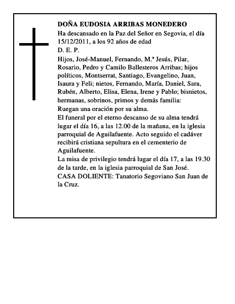 Doña Eudosia Arribas Monedero