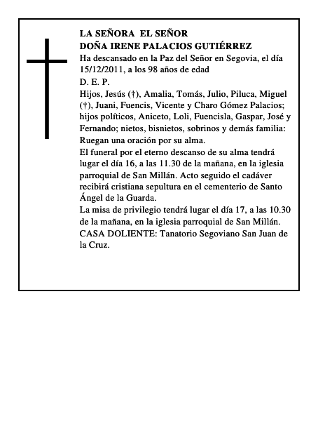 Doña Irene Palacios Gutiérrez