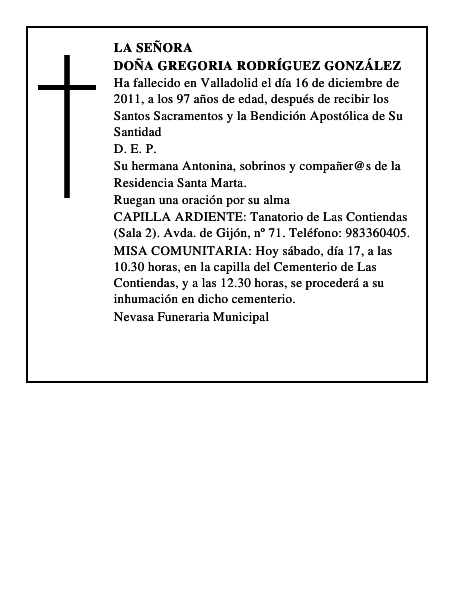 Doña Gregoria Rodríguez González