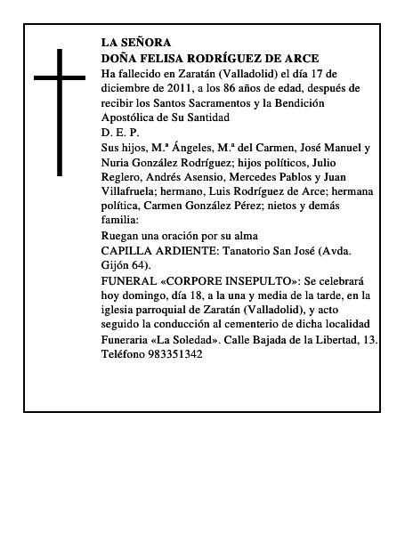 Doña Felisa Rodríguez de Arce