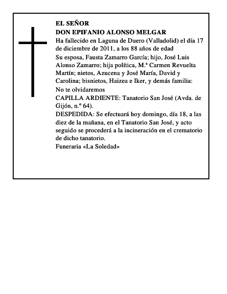 Don Epifanio Alonso Melgar