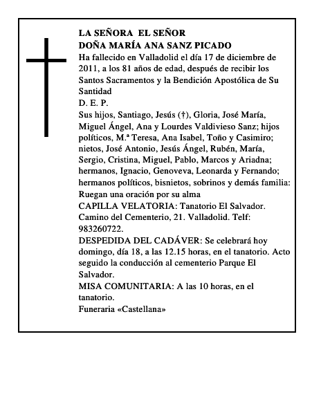 Doña María Ana Sanz Picado