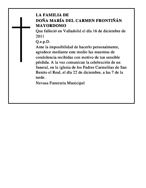 Doña María del Carmen Frontiñán Mayordomo