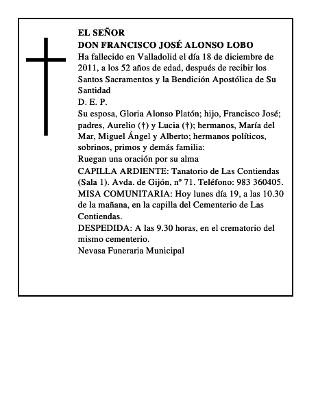 Don Francisco José Alonso Lobo