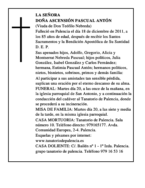 Doña Ascensión Pascual Antón