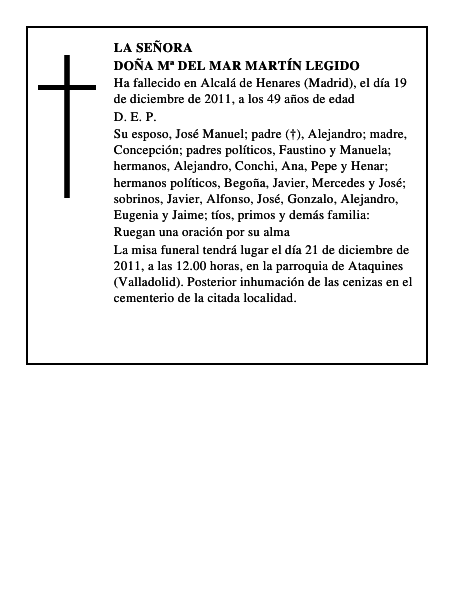 Doña Mª del Mar Martín Legido
