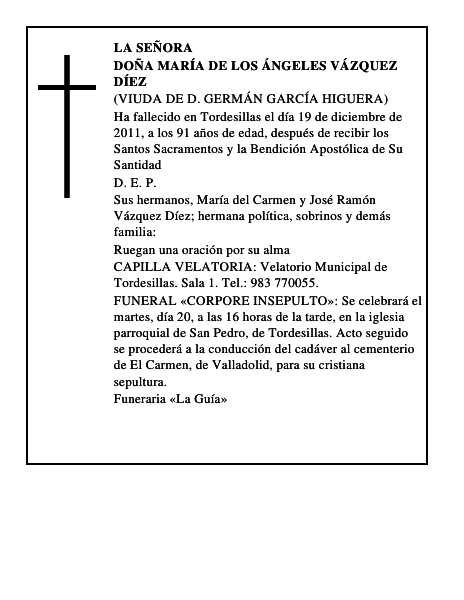 Doña María de los Ángeles Vázquez Díez