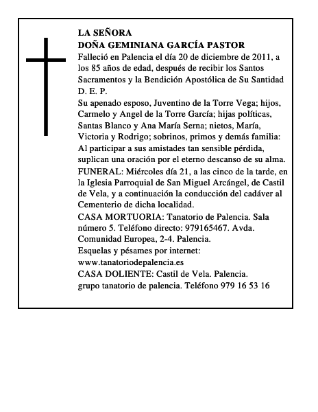 Doña Geminiana García Pastor