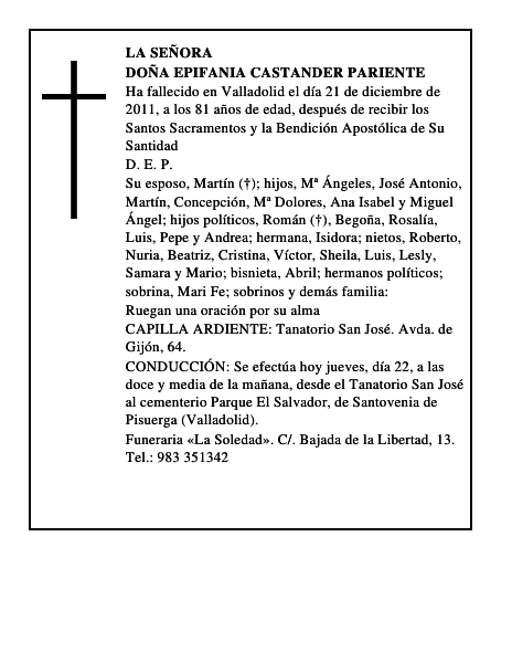 Doña Epifania Castander Pariente