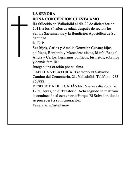 Doña Concepción Cuesta Amo