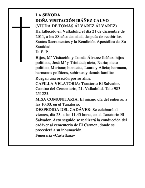 Doña Visitación Ibáñez Calvo