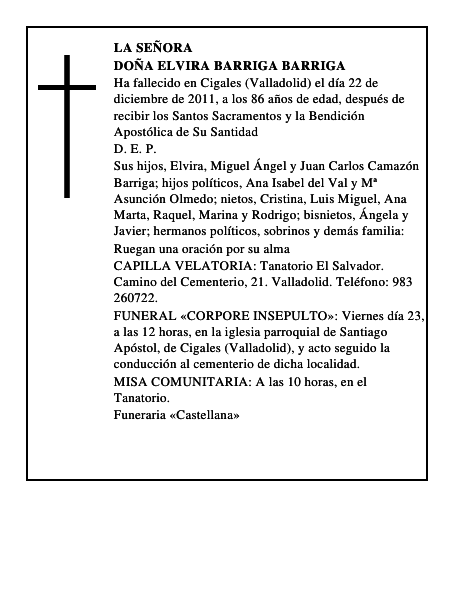 Doña Elvira Barriga Barriga