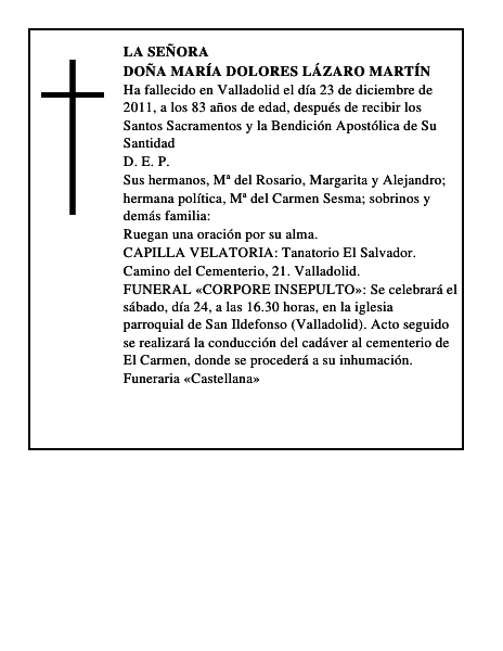 Doña María Dolores Lázaro Martín