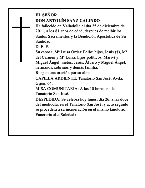 Don Antolín Sanz Galindo