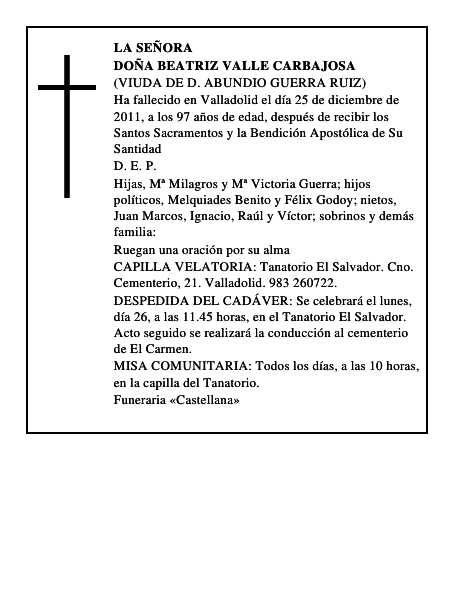 Doña Beatriz Valle Carbajosa
