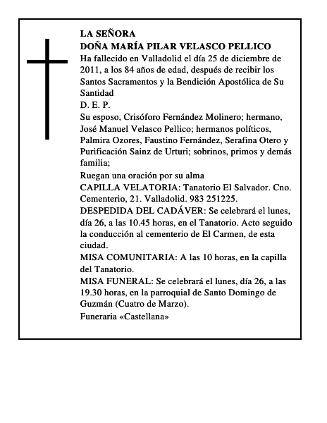 Doña María Pilar Velasco Pellico