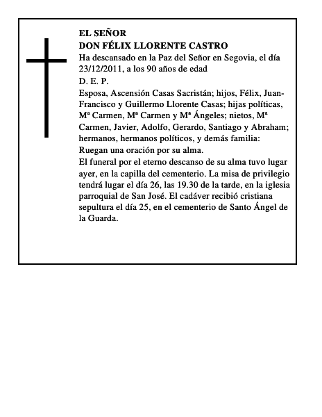 Don Félix Llorente Castro