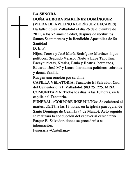Doña Aurora Martínez Domínguez