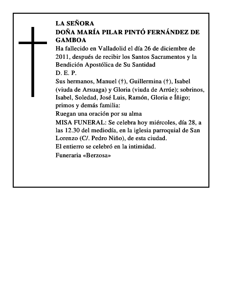 Doña María Pilar Pintó Fernández de Gamboa