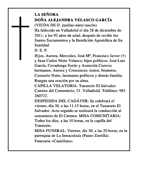Doña Alejandra Velasco García