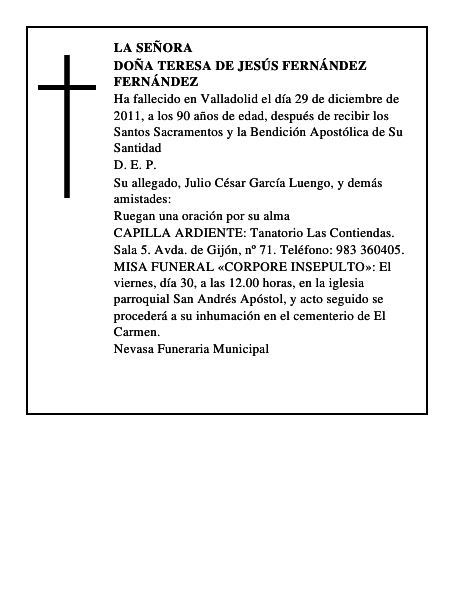 Doña Teresa de Jesús Fernández Fernández