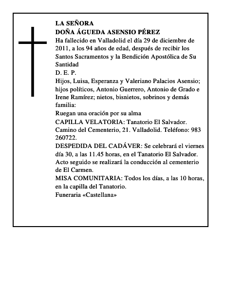 Doña Águeda Asensio Pérez
