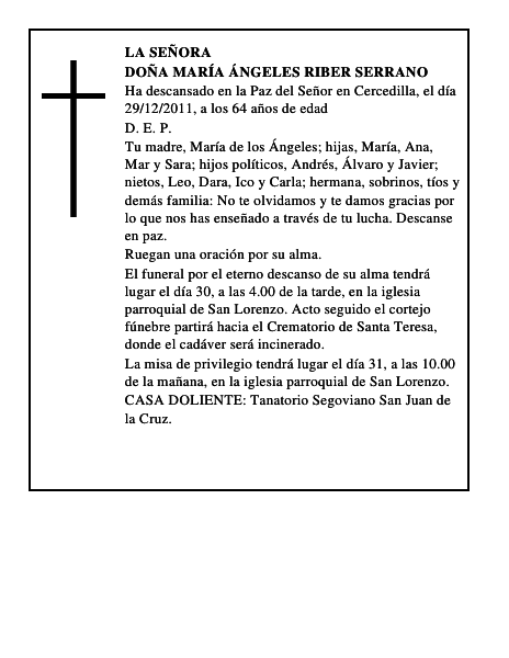 Doña María Ángeles Riber Serrano